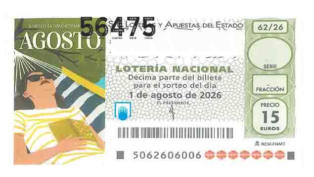 Décimo 56475 del sorteo 62-01/08/2026 Sábado