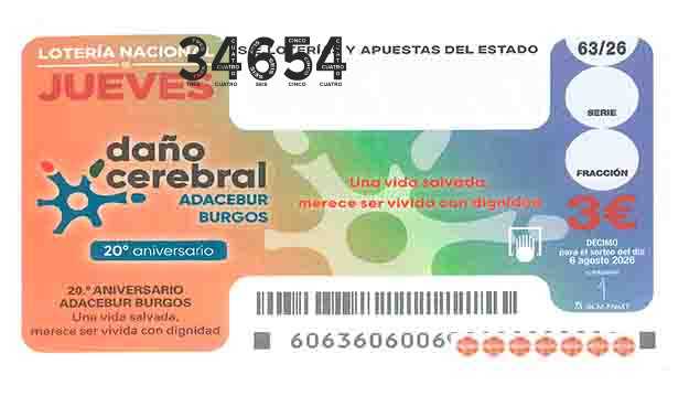 Décimo 34654 del sorteo 63-06/08/2026 Jueves