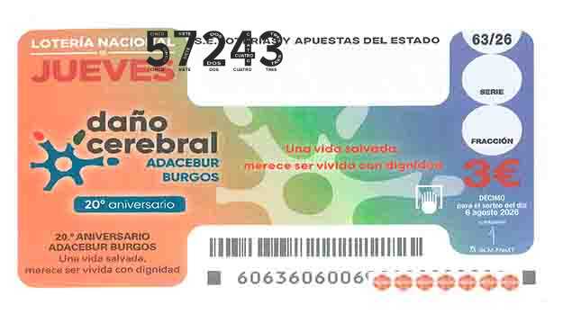 Décimo 57243 del sorteo 63-06/08/2026 Jueves