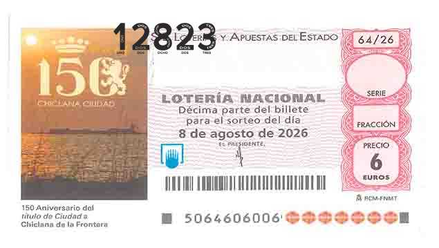 Décimo 12823 del sorteo 64-08/08/2026 Sábado