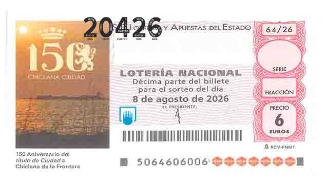 Décimo 20426 del sorteo 64-08/08/2026 Sábado