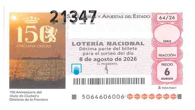 Décimo 21347 del sorteo 64-08/08/2026 Sábado