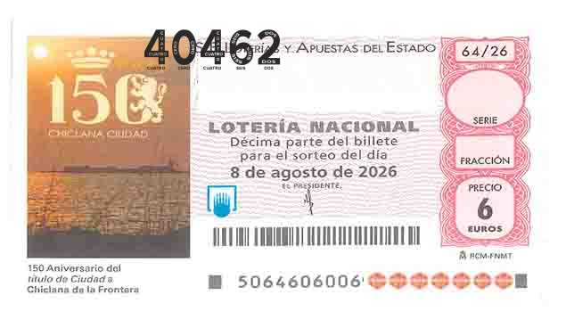 Décimo 40462 del sorteo 64-08/08/2026 Sábado