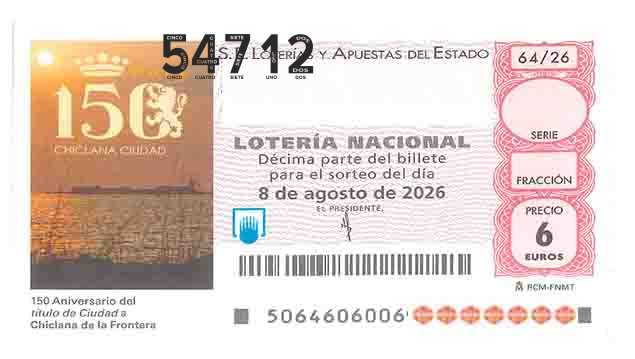 Décimo 54712 del sorteo 64-08/08/2026 Sábado