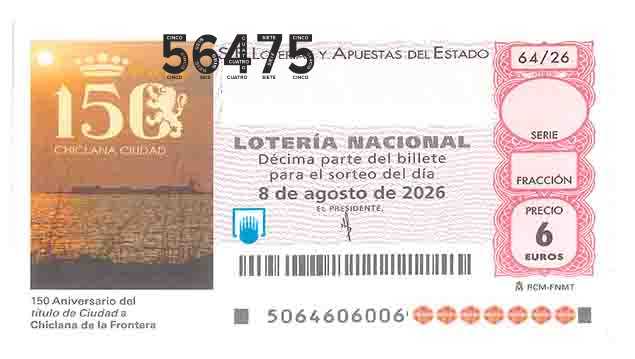 Décimo 56475 del sorteo 64-08/08/2026 Sábado