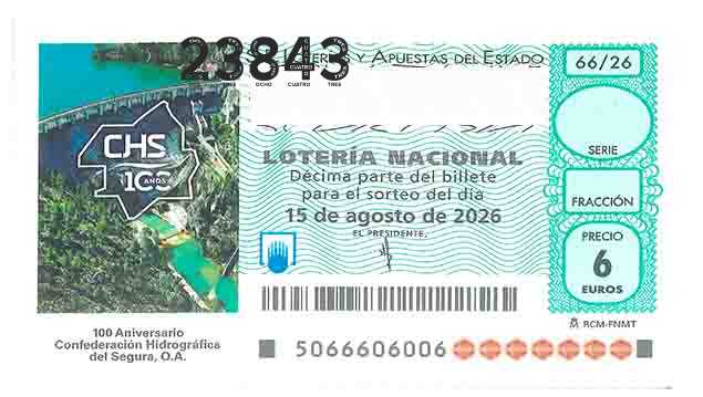 Décimo 23843 del sorteo 66-15/08/2026 Sábado