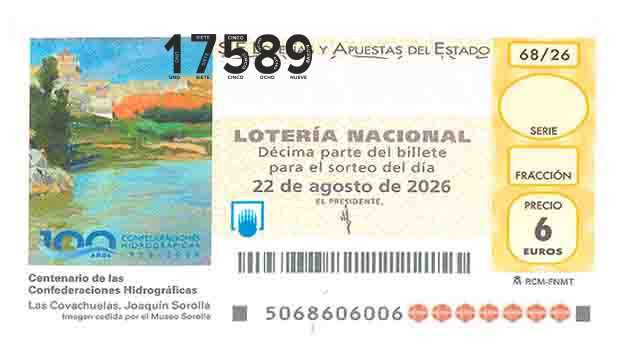 Décimo 17589 del sorteo 68-22/08/2026 Sábado