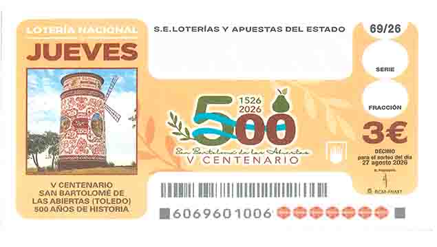 Décimo 09983 del sorteo 69-27/08/2026 Jueves