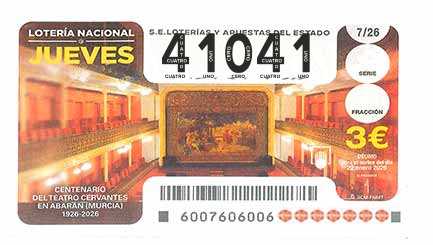 Décimo 41041 del sorteo 7-22/01/2026 Jueves