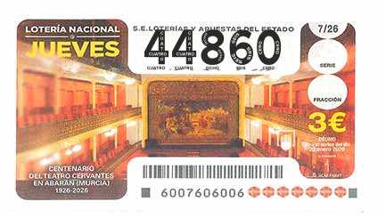 Décimo 44860 del sorteo 7-22/01/2026 Jueves
