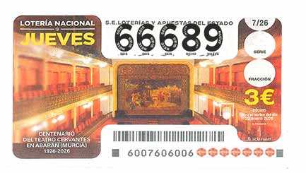 Décimo 66689 del sorteo 7-22/01/2026 Jueves