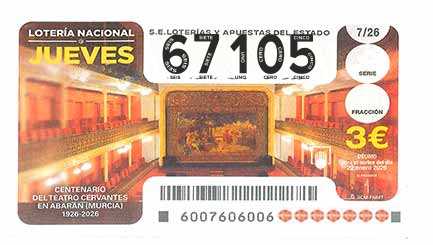 Décimo 67105 del sorteo 7-22/01/2026 Jueves