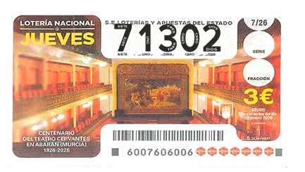 Décimo 71302 del sorteo 7-22/01/2026 Jueves