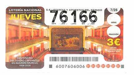 Décimo 76166 del sorteo 7-22/01/2026 Jueves