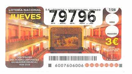 Décimo 79796 del sorteo 7-22/01/2026 Jueves