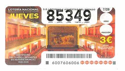 Décimo 85349 del sorteo 7-22/01/2026 Jueves