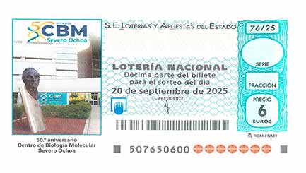 Décimo 57419 del sorteo 76-20/09/2025 Sábado