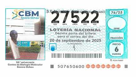 Décimo 27522 del sorteo 76-20/09/2025 Sábado