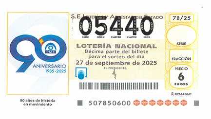 Décimo 05440 del sorteo 78-27/09/2025 Sábado