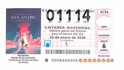 Décimo 01114 del sorteo 8-24/01/2026 Sábado