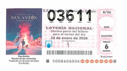 Décimo 03611 del sorteo 8-24/01/2026 Sábado