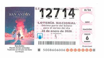 Décimo 12714 del sorteo 8-24/01/2026 Sábado