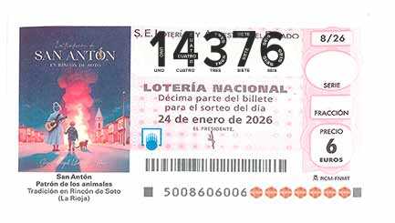 Décimo 14376 del sorteo 8-24/01/2026 Sábado