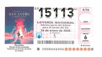 Décimo 15113 del sorteo 8-24/01/2026 Sábado