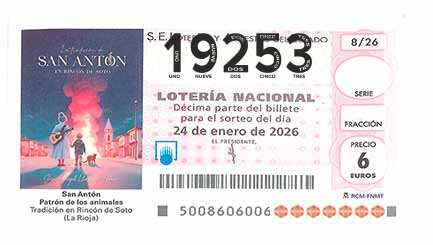 Décimo 19253 del sorteo 8-24/01/2026 Sábado