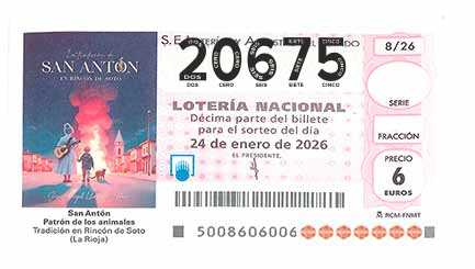 Décimo 20675 del sorteo 8-24/01/2026 Sábado