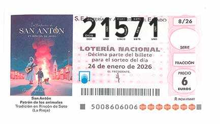 Décimo 21571 del sorteo 8-24/01/2026 Sábado