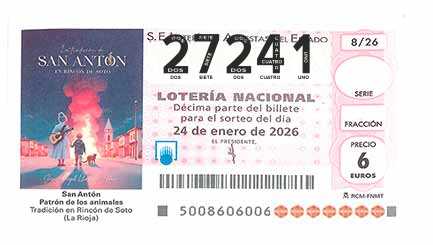 Décimo 27241 del sorteo 8-24/01/2026 Sábado