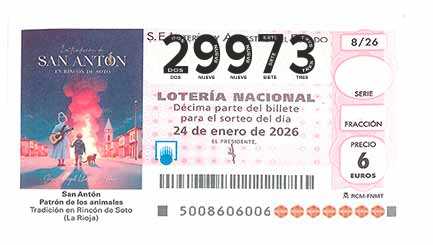 Décimo 29973 del sorteo 8-24/01/2026 Sábado