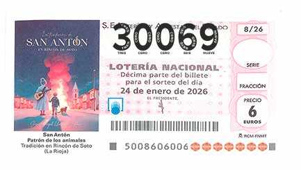 Décimo 30069 del sorteo 8-24/01/2026 Sábado