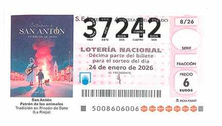 Décimo 37242 del sorteo 8-24/01/2026 Sábado