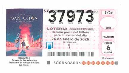 Décimo 37973 del sorteo 8-24/01/2026 Sábado