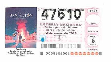 Décimo 47610 del sorteo 8-24/01/2026 Sábado