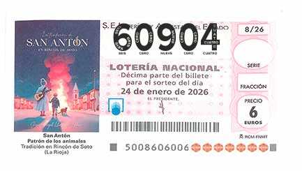 Décimo 60904 del sorteo 8-24/01/2026 Sábado
