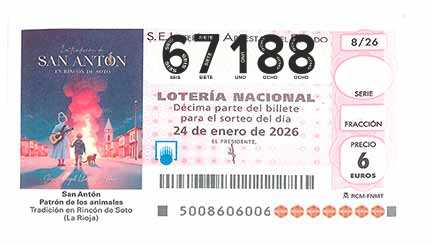 Décimo 67188 del sorteo 8-24/01/2026 Sábado