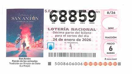 Décimo 68859 del sorteo 8-24/01/2026 Sábado