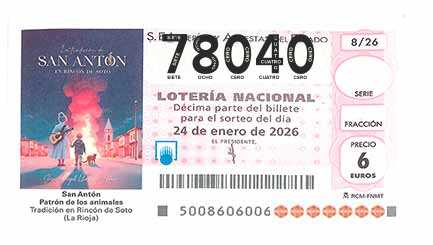 Décimo 78040 del sorteo 8-24/01/2026 Sábado