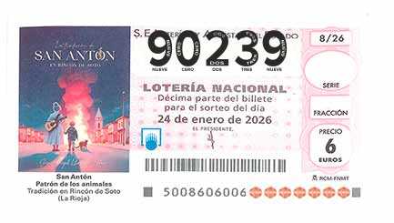 Décimo 90239 del sorteo 8-24/01/2026 Sábado