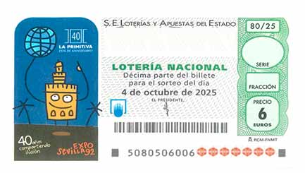 Décimo 20374 del sorteo 80-04/10/2025 Sábado