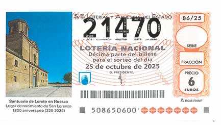 Décimo 21470 del sorteo 86-25/10/2025 Sábado