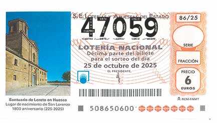 Décimo 47059 del sorteo 86-25/10/2025 Sábado