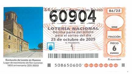 Décimo 60904 del sorteo 86-25/10/2025 Sábado