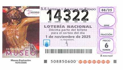 Décimo 14322 del sorteo 88-01/11/2025 Sábado