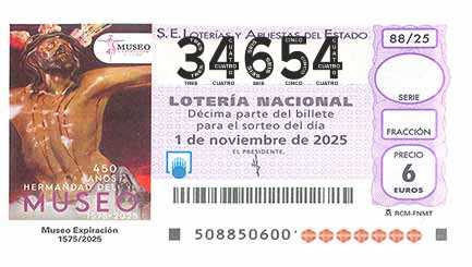 Décimo 34654 del sorteo 88-01/11/2025 Sábado
