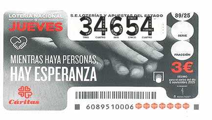Décimo 34654 del sorteo 89-06/11/2025 Jueves