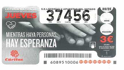 Décimo 37456 del sorteo 89-06/11/2025 Jueves